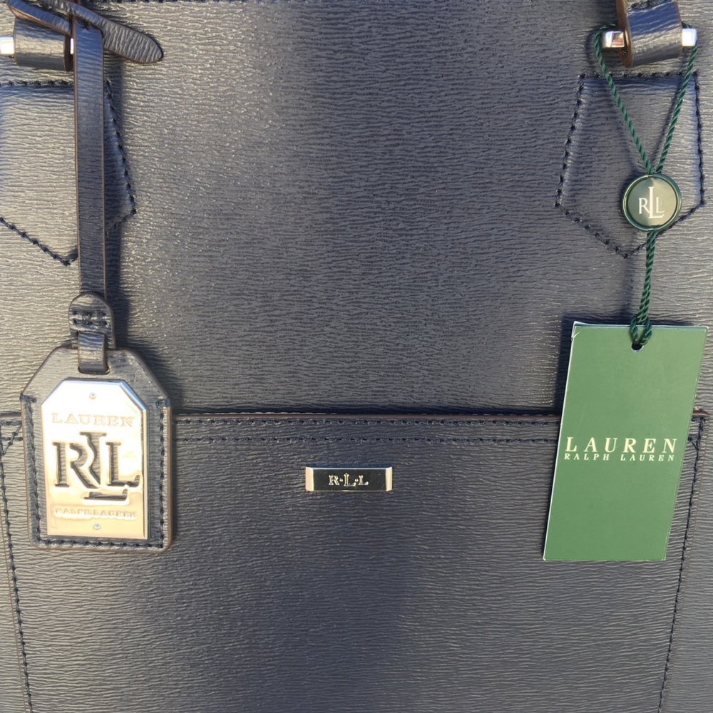 SOLD Ralph Lauren Lowell Classic Navy Tote Bag - Picture 2 of 6